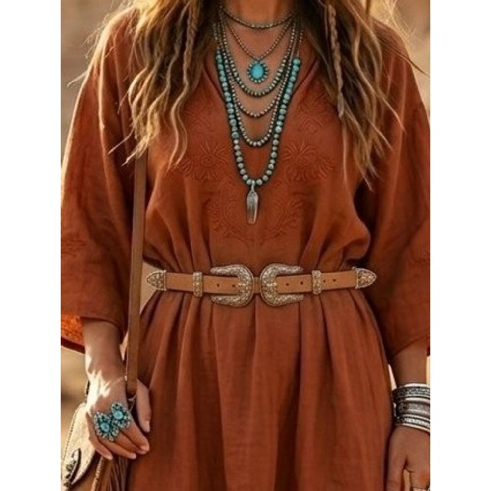 B-Low The Belt Baby Bri Bri Camel Tan Leather Etched Gold Double Buckle Medium